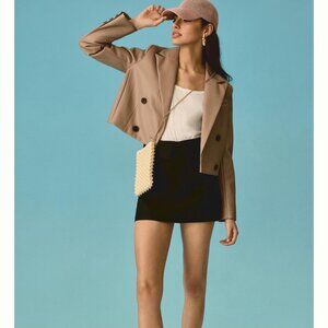 new MAEVE ANTHROPLOGIE vegan leather cropped blazer us8